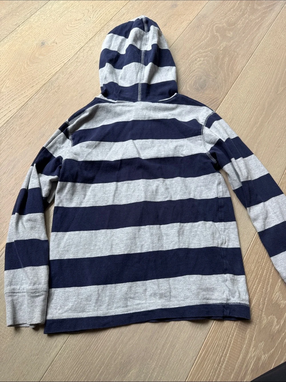 Gymboree Navy & Light Gray Striped Hooded Shirt